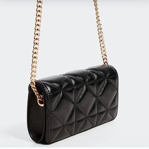 MANGO Quilted bag with chain handle in black NWT